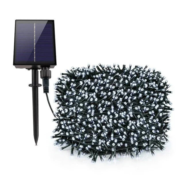 Instalatie cu incarcare solara, 500 LED, 50 metri, 12-14 ore de functionare