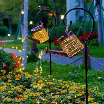 Lampa solara decorativa tip stropitoare – LED cu efect cascada, pentru gradina si terasa din ABS si metal