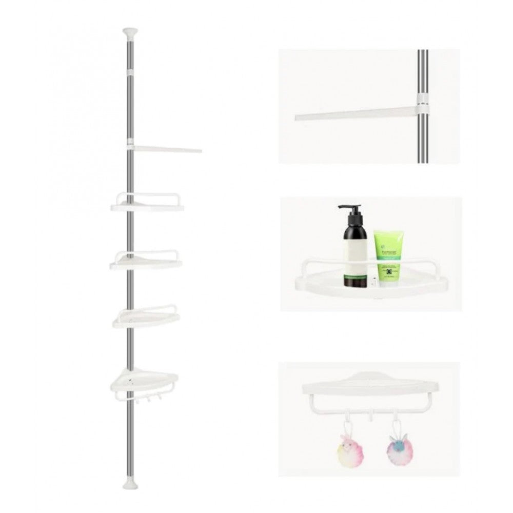 Etajera telescopica pentru baie, 4 rafturi, 100-260 cm
