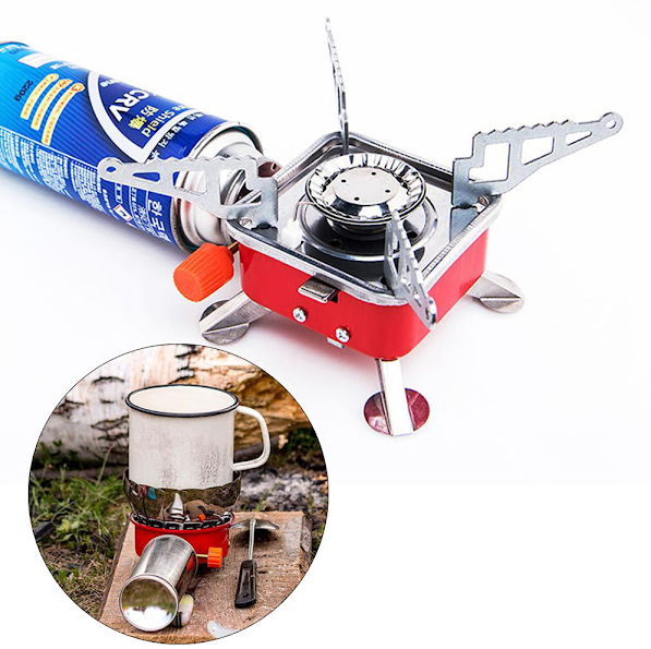 Aragaz portabil pentru camping, aprindere automata + rezerva cadou