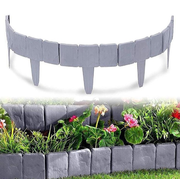 Set 10 x Bordura din plastic cu aspect de piatra