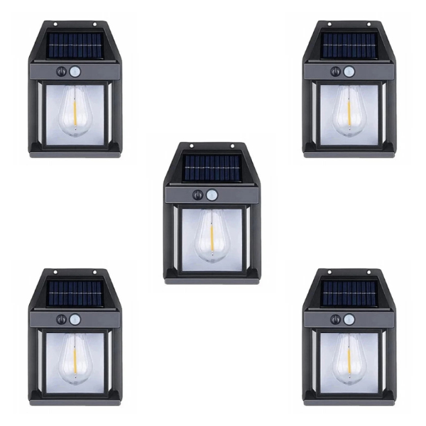 Set 5 Lampi solare de perete cu senzor de miscare Led IP65 3W 3.7v