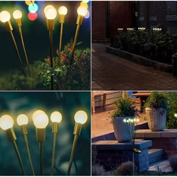 Set 2 x Lampa solara LED Alb Cald, 6 bulbi, decoratiune gradina