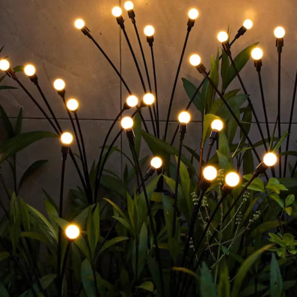 Set 2 x Lampa solara LED Alb Cald, 6 bulbi, decoratiune gradina