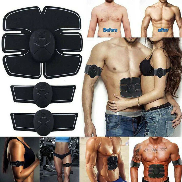 1+1 CADOU Kit Electrostimulator EMS cu 3 piese abdomen, maini, picioare pentru stimularea si cresterea musculaturii