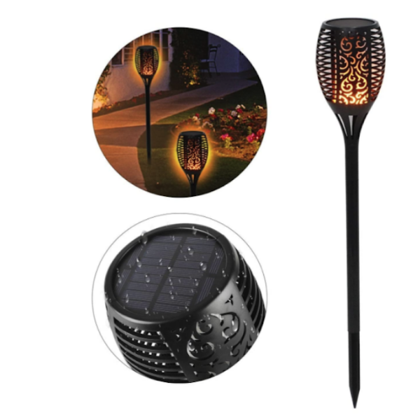 Pachet 3+1 CADOU Lampa solara tip torta cu efect flacara, 51 cm