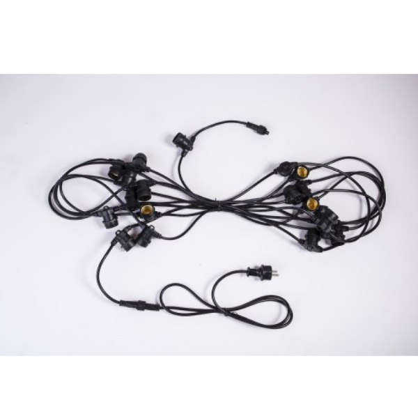 Ghirlanda Luminoasa 5M cu 10 Becuri LED, E27, 1W, Interconectabile,Cablu cu Pendul Negru, Lumina Calda,de Exterior