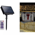 Instalatie cu incarcare solara 12 metri franjuri ,300 led diverse culori