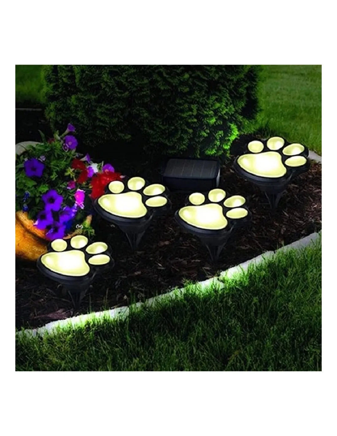 Set 4 Lampi Solare Paw Print Light