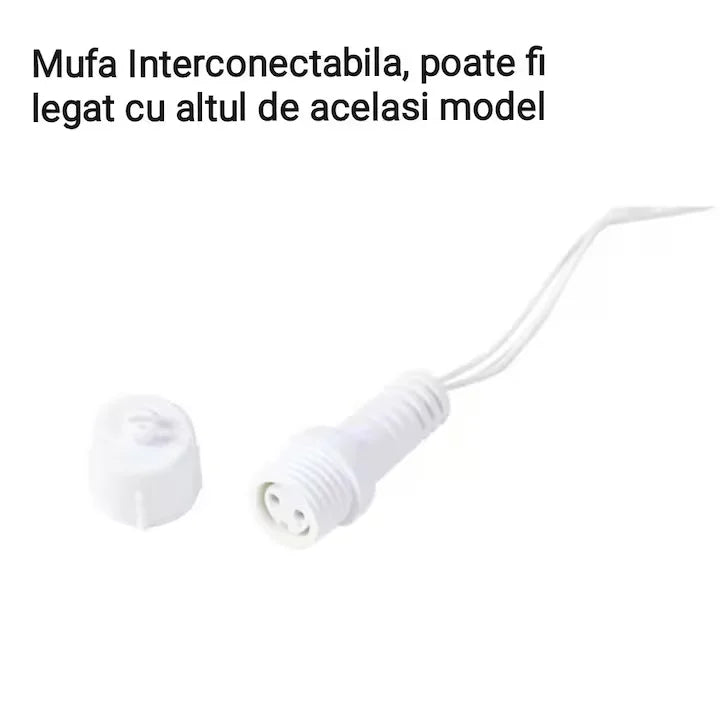 1+1 CADOU Instalatie franjuri 12m, 300 LED-uri, de exterior, interconectabile