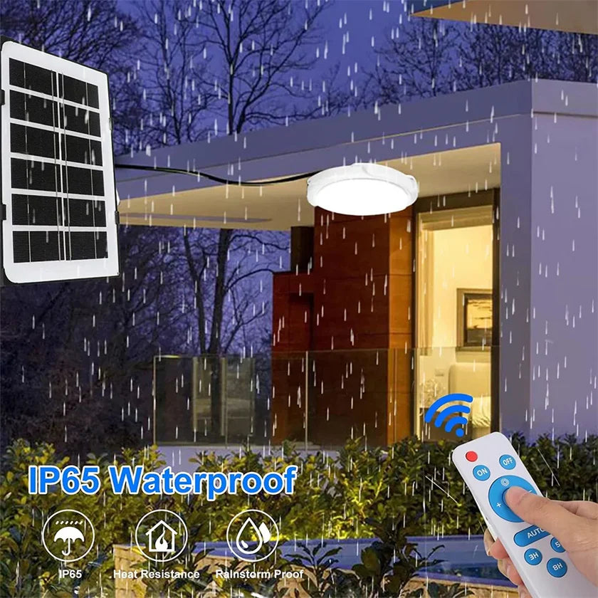 Plafoniera solara 60W Jortan, 74 LED, cu senzor de amurg incorporat si telecomanda + Lampa solara cu 100 LED CADOU