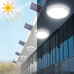Plafoniera solara 100W Jortan, 108 LED, cu senzor de amurg incorporat si telecomanda + Lampa solara cu 100 LED CADOU