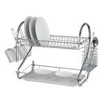 Suport uscator de vase cu tava de plastic cu 2 nivele, 42 x 25 x 28 cm, metal