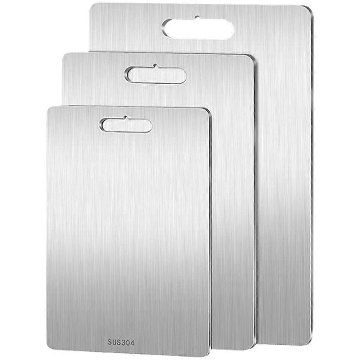 Set 2 tocatoare de bucatarie din otel inoxidabil, usor de curatat, argintiu, 20/30 cm