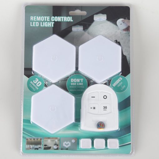 Set 3 lampi LED wireless, cu telecomanda, tip spot, pe baterii