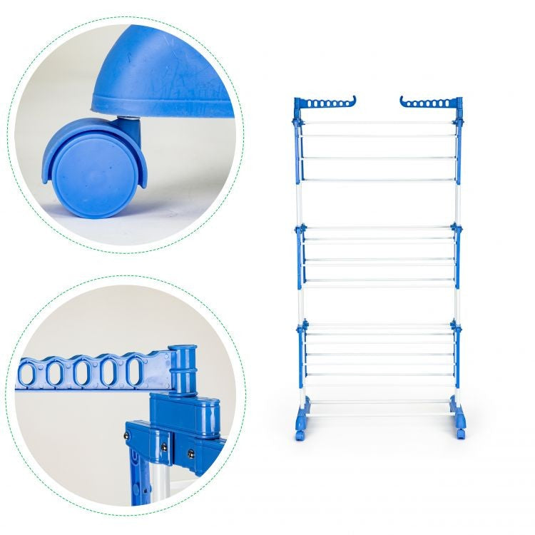 Uscator de rufe vertical mobil si pliabil cu suport umerase + Set 24 carlige CADOU