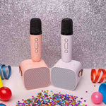 1 + 1 Cadou - Boxa Karaoke Portabila cu 2 Microfoane, Lumini RGB LED, Bluetooth, Sunet de Inalta Calitate, 5 W