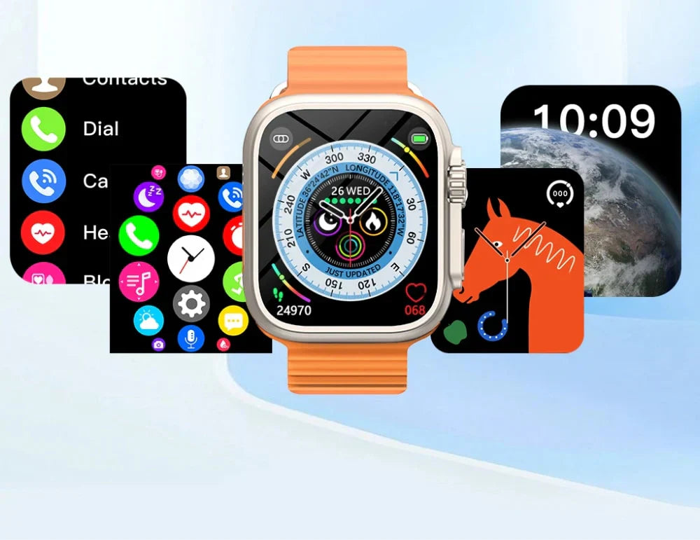 Pachet Promotional Smartwatch X8 ULTRA,Android/Ios, silicon, portocaliu, 10 inch, casti wireless EarPod Pro3 + Accesorii