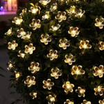 Instalatie solara 50 LED, ghirlanda luminoasa cu flori multicolor