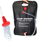 Dus solar pentru camping, PVC, reglabil, capacitate 20 litri + Lanterna tip felinar solar cu functie incarcare telefon CADOU