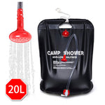 Dus solar pentru camping, PVC, reglabil, capacitate 20 litri + Lanterna tip felinar solar cu functie incarcare telefon CADOU