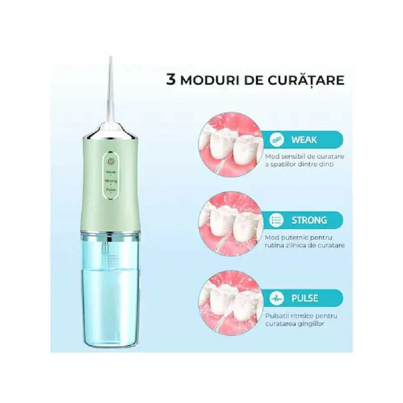 1+1 CADOU Irigator oral pentru dus bucal cu 4 capete de curatare, rezervor 220 ml