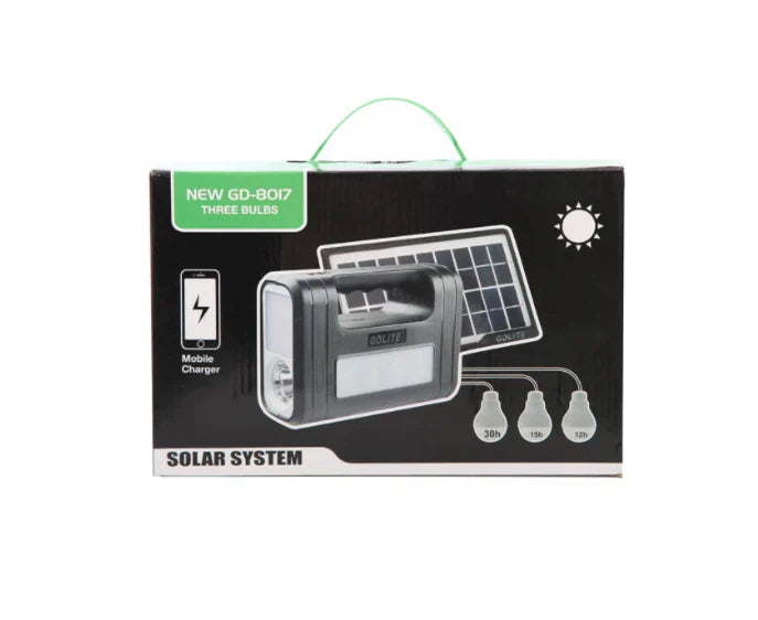 Kit Solar GD-Lite 8017 3 becuri LED, Panou Solar , Incarcator USB, acumulator de mare capacitate