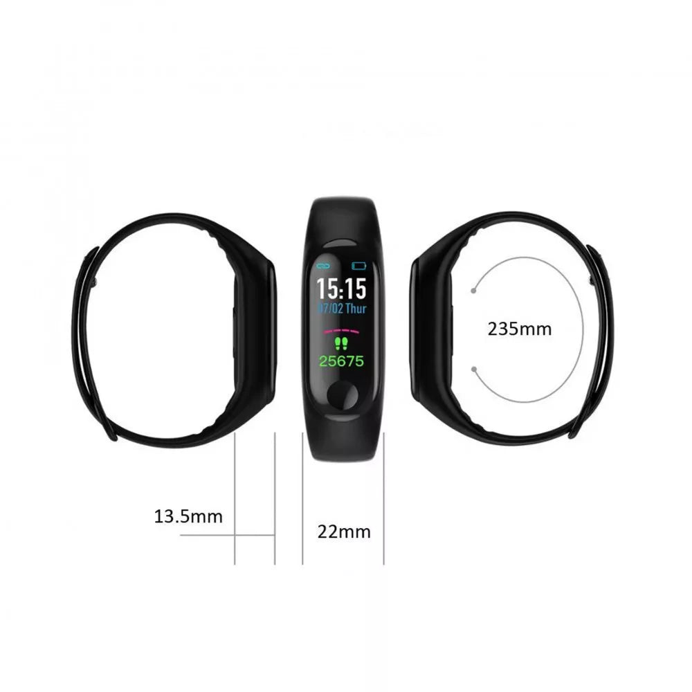 Bratara fitness M3, ecran TFT 0.96 inch, bluetooth, masurare ritm cardiac si alte functii ale organismului