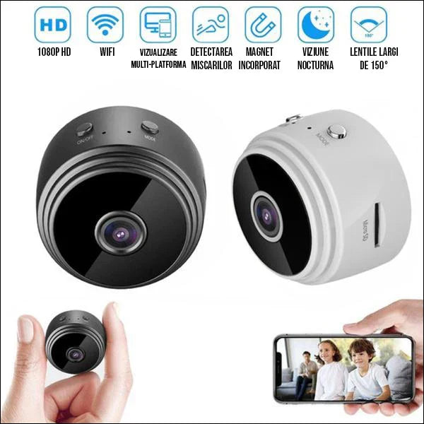 Set 2 x Camera video Wi-Fi 1080p HD, NightVision, Senzor de miscare + 2 x Card 32GB CADOU