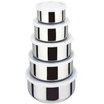 Set 5 caserole din inox prevazute cu capace din plastic transparent