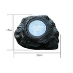 Lampa Solara LED Imitatie Piatra, Lumina Puternica 4 LED-uri Alb Rece, Dimensiuni 15x12x10 cm, Gri