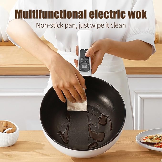 Tigaie electrica 26cm, inteligenta, multifunctionala 3L + Dispenser detergent vase cu suport pentru burete CADOU