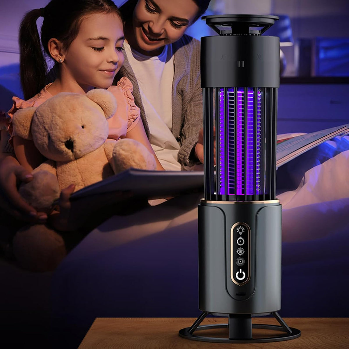 Lampa UV anti insecte, tantari si muste, 2 in 1, acumulator, cu functie de lampa de veghe