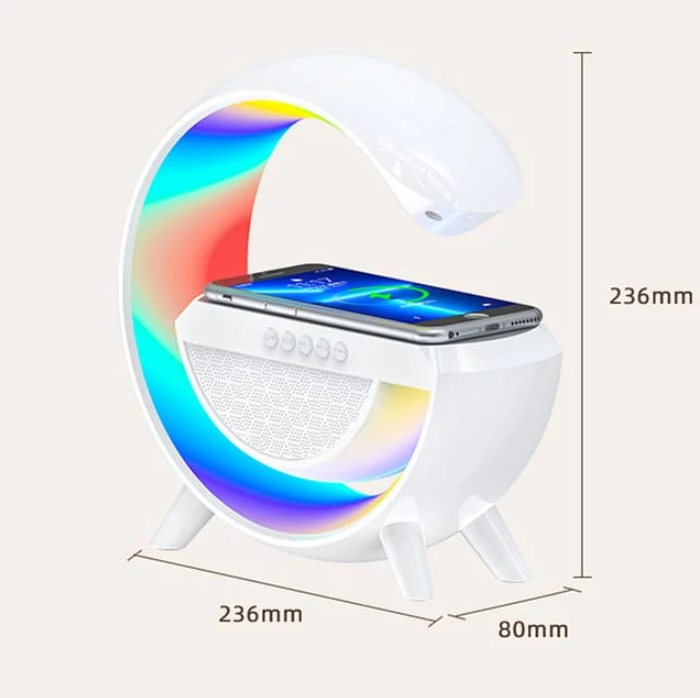 Lampa Smart LED RGB si Incarcator Wireless 15W, Lumini Ambientale, Sincronizare muzicala, Difuzore 3W, Bluetooth
