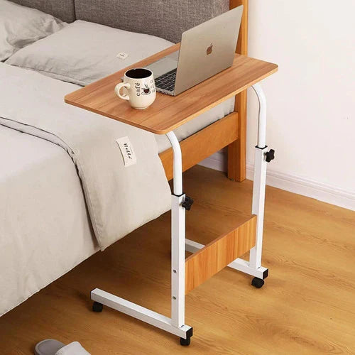Masuta laptop reglabila-mini birou cu roti,masa laptop cu blat lemn, ajustabila