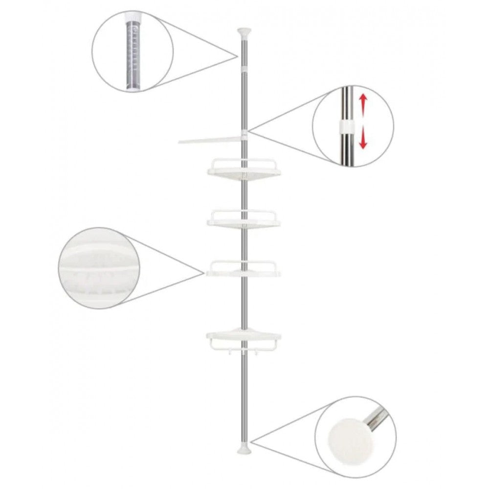 Etajera telescopica pentru baie, 4 rafturi, 100-260 cm