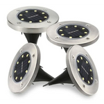 Set 4 Lampi Solare metalice Argintii Disk Lights pentru gradina + Hamac CADOU!