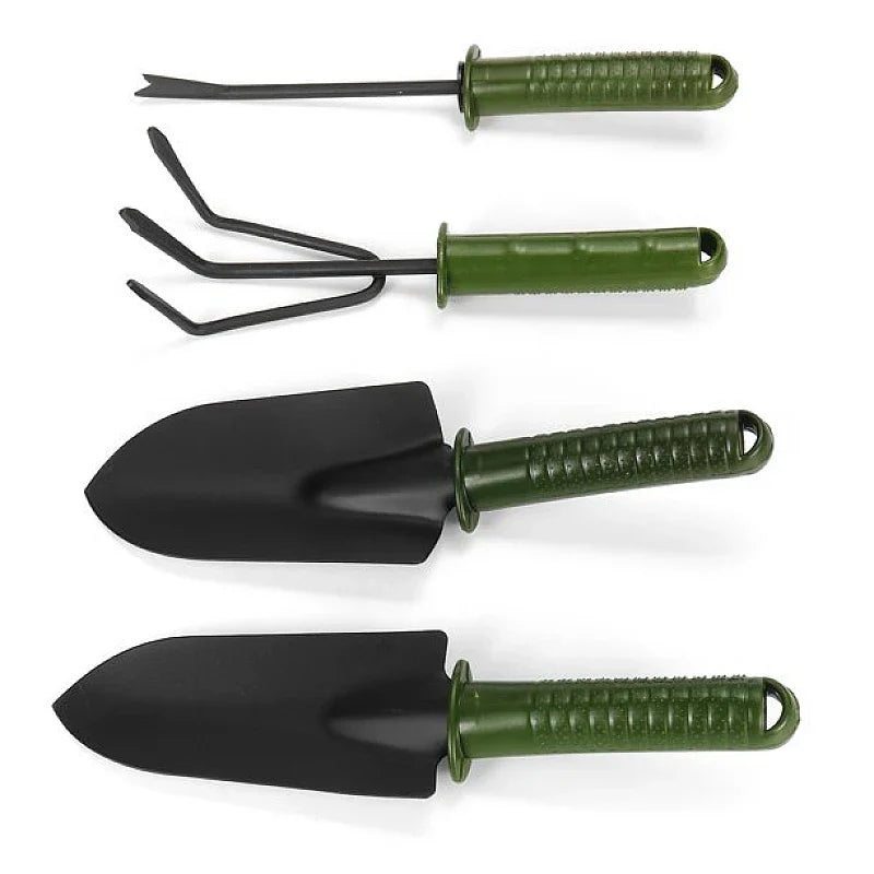Set 4 unelte pentru gradinarit cu maner verde + manusi de lucru CADOU