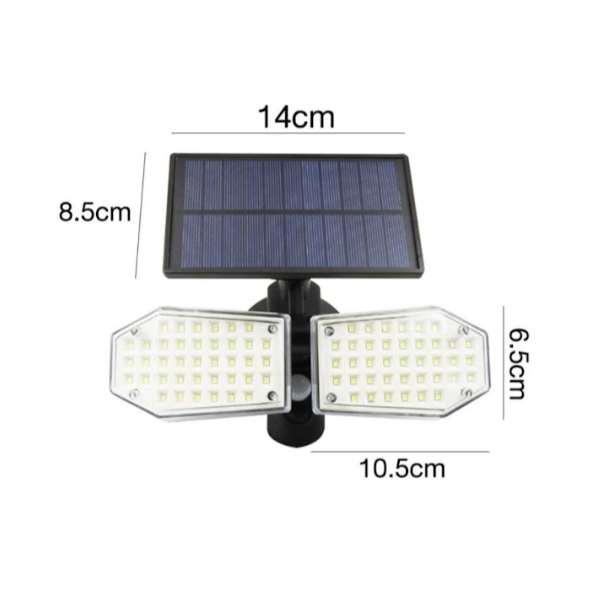 Lampa 78 LED cu panou solar dublu, split de perete, senzor de miscare