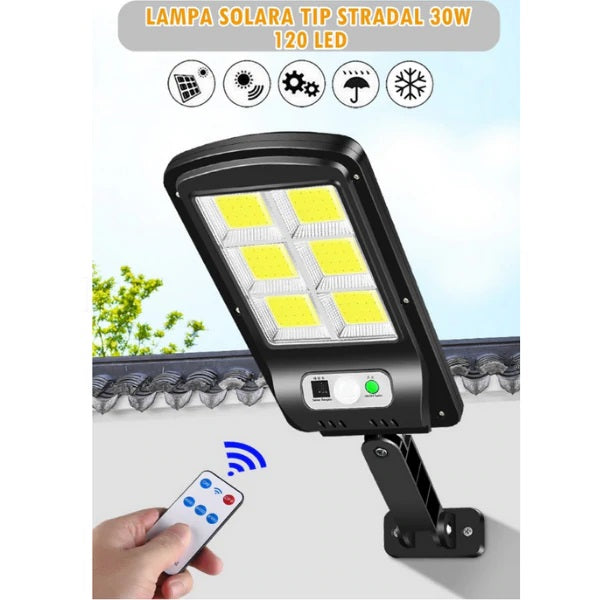 Set 4 X Proiector solar 6 celule, 30W, cu senzor de miscare, sistem prindere inclus