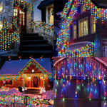 Instalatie cu incarcare solara 12 metri franjuri ,300 led diverse culori