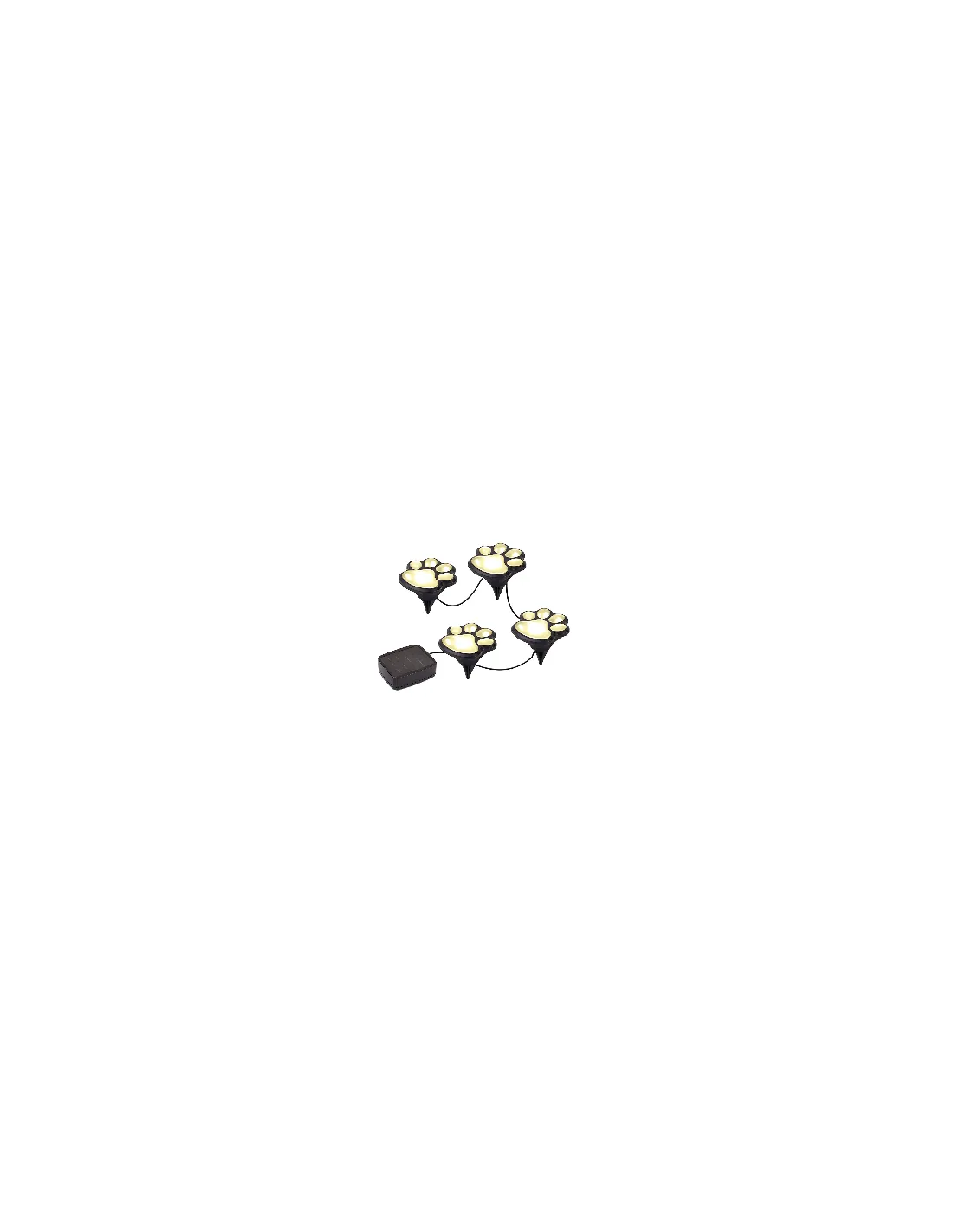 Set 4 Lampi Solare Paw Print Light