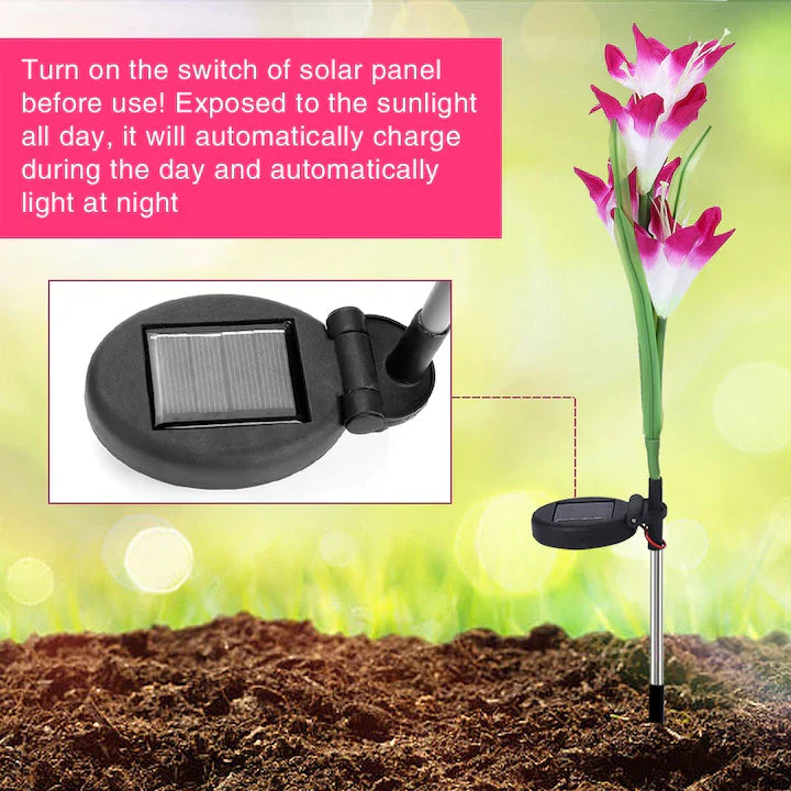 1+1 CADOU Lampa solara LED pentru gradina, design floral, energie solara, 30x10cm