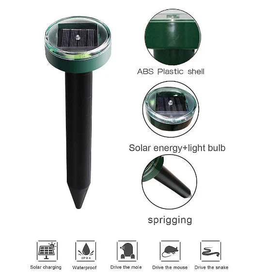 Set 4 x Aparat Cu Incarcare Solara Anti Daunatori, Pentru Cartite, Gradina, Cu Tarus, Verde