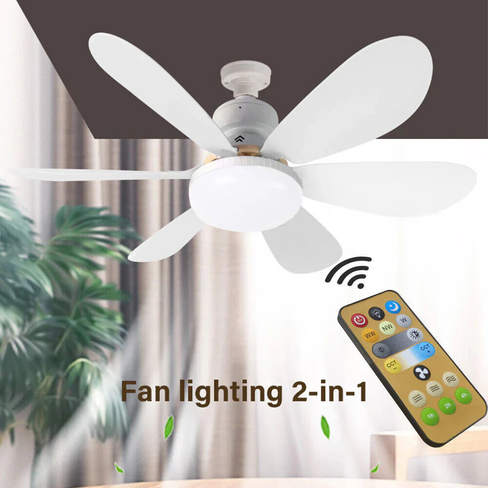 Ventilator de tavan cu LED, 40W, control de la distanta, 52cm x 18cm, alb + Lampa Lampa UV impotriva insectelor, tantarilor si mustelor CADOU