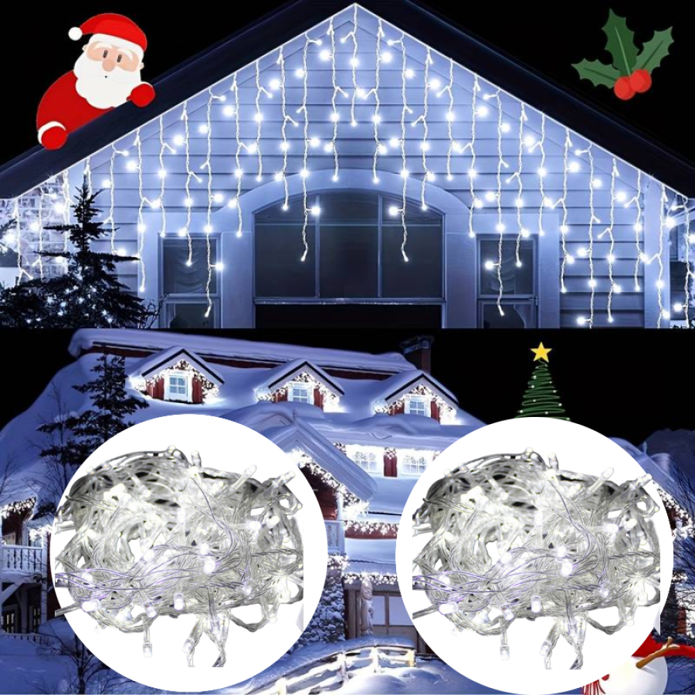 1+1 CADOU Instalatie franjuri 12m, 300 LED-uri, de exterior, interconectabile